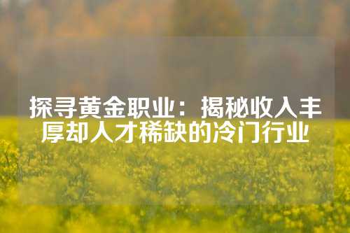 探寻黄金职业：揭秘收入丰厚却人才稀缺的冷门行业