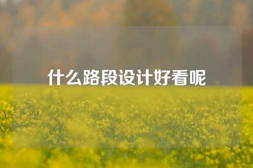 什么路段设计好看呢