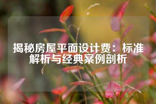 揭秘房屋平面设计费:标准解析与经典案例剖析