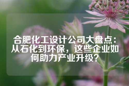 合肥化工设计公司大盘点：从石化到环保，这些企业如何助力产业升级？