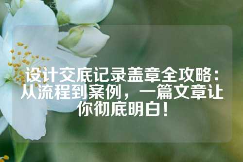 设计交底记录盖章全攻略：从流程到案例，一篇文章让你彻底明白！