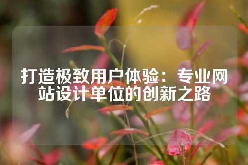 打造极致用户体验：专业网站设计单位的创新之路