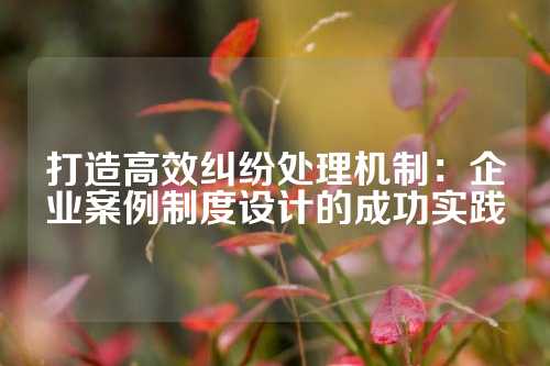 打造高效纠纷处理机制：企业案例制度设计的成功实践