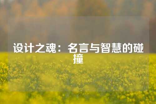 设计之魂：名言与智慧的碰撞