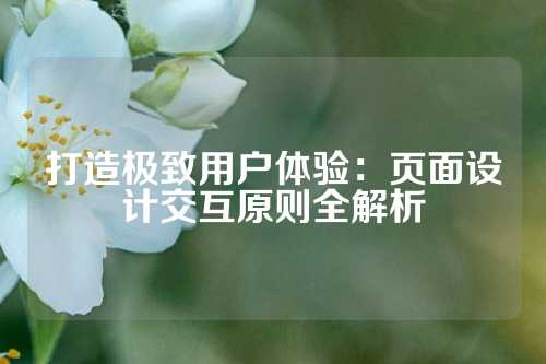打造极致用户体验：页面设计交互原则全解析