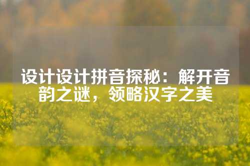 设计设计拼音探秘：解开音韵之谜，领略汉字之美