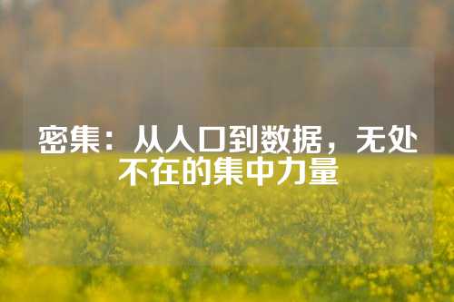 密集：从人口到数据，无处不在的集中力量