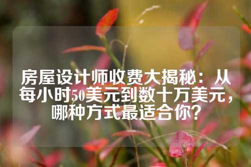 房屋设计师收费大揭秘：从每小时50美元到数十万美元，哪种方式最适合你？