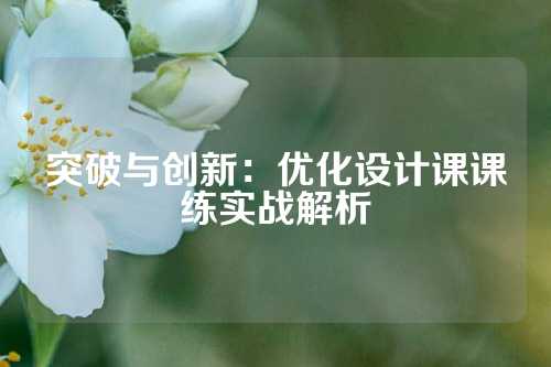 突破与创新：优化设计课课练实战解析