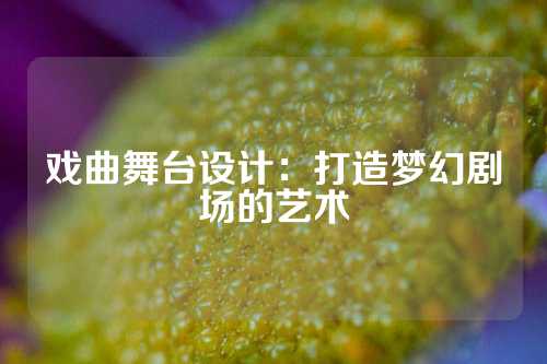 戏曲舞台设计：打造梦幻剧场的艺术