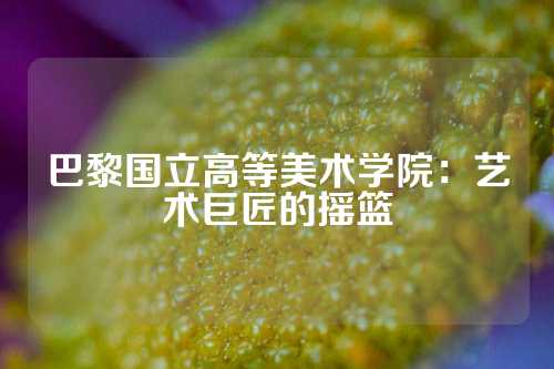 巴黎国立高等美术学院：艺术巨匠的摇篮