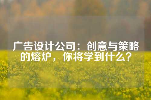 广告设计公司：创意与策略的熔炉，你将学到什么？