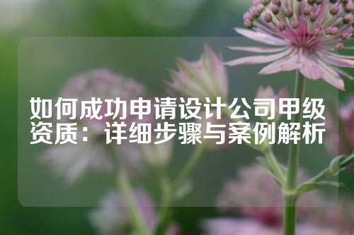 如何成功申请设计公司甲级资质：详细步骤与案例解析