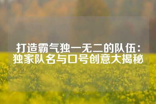 打造霸气独一无二的队伍：独家队名与口号创意大揭秘