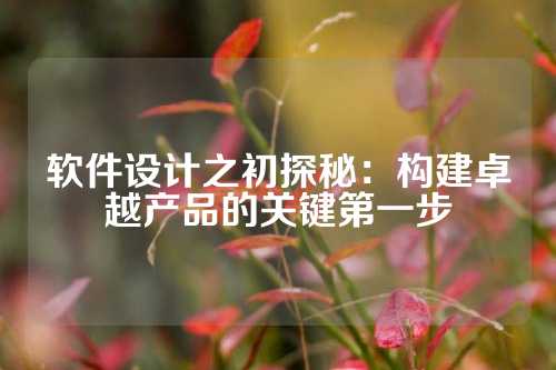 软件设计之初探秘：构建卓越产品的关键第一步