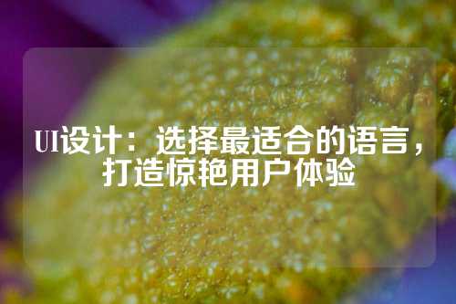 UI设计：选择最适合的语言，打造惊艳用户体验