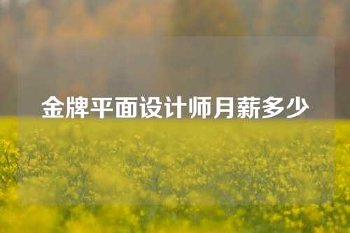 金牌平面设计师月薪多少