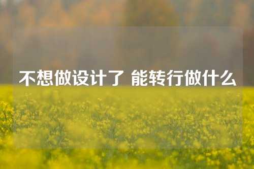 不想做设计了 能转行做什么