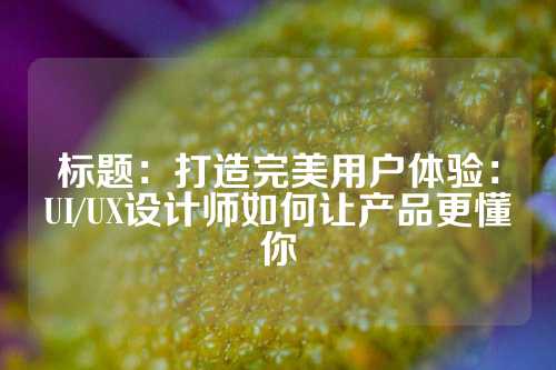 标题：打造完美用户体验：UI/UX设计师如何让产品更懂你