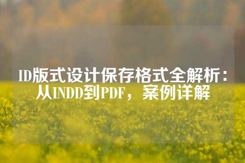 ID版式设计保存格式全解析：从INDD到PDF，案例详解