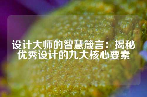 设计大师的智慧箴言：揭秘优秀设计的九大核心要素