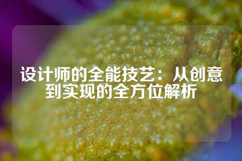 设计师的全能技艺：从创意到实现的全方位解析