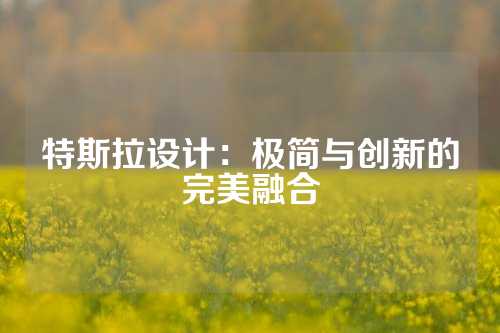 特斯拉设计：极简与创新的完美融合