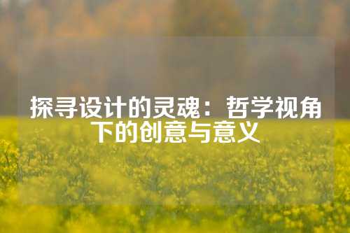 探寻设计的灵魂：哲学视角下的创意与意义