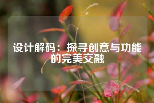 设计解码：探寻创意与功能的完美交融