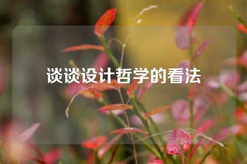 谈谈设计哲学的看法