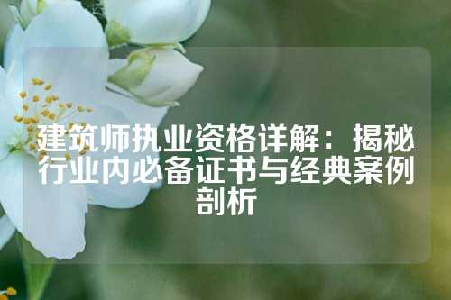建筑师执业资格详解：揭秘行业内必备证书与经典案例剖析