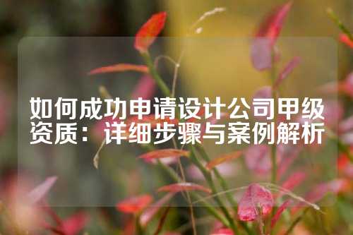 如何成功申请设计公司甲级资质：详细步骤与案例解析
