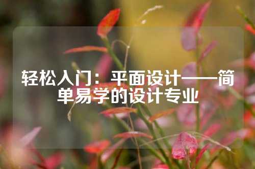 轻松入门：平面设计——简单易学的设计专业