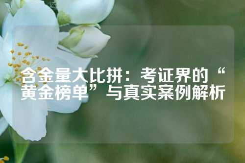 含金量大比拼：考证界的“黄金榜单”与真实案例解析