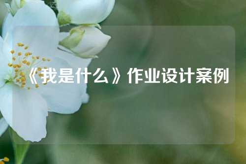 《我是什么》作业设计案例