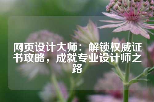 网页设计大师:解锁权威证书攻略,成就专业设计师之路