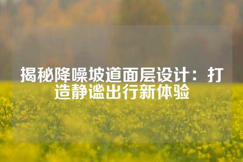 揭秘降噪坡道面层设计：打造静谧出行新体验