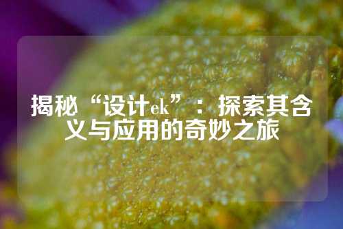 揭秘“设计ek”：探索其含义与应用的奇妙之旅