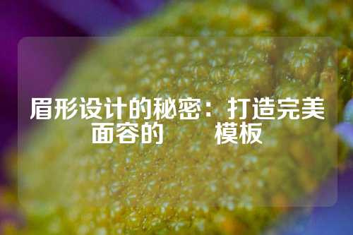 眉形设计的秘密：打造完美面容的關鍵模板