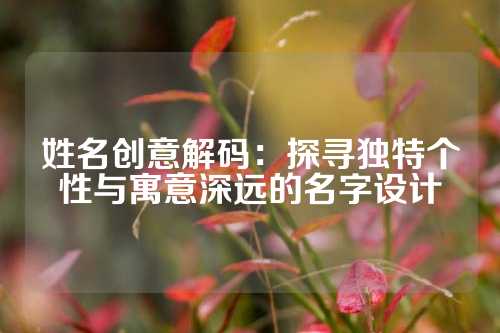 姓名创意解码：探寻独特个性与寓意深远的名字设计