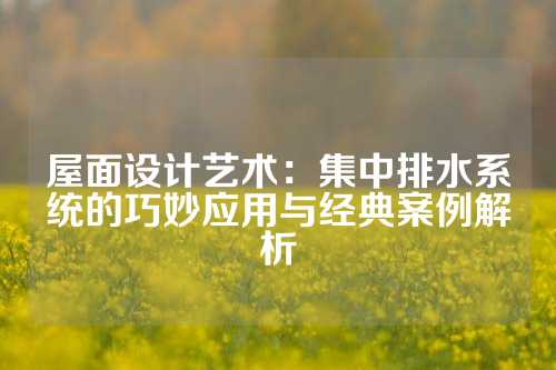 屋面设计艺术：集中排水系统的巧妙应用与经典案例解析